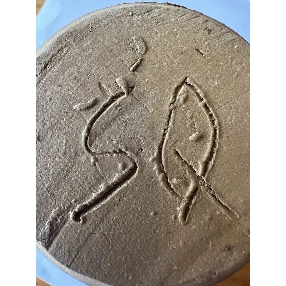 Pottery Initials SQ Blue Brown